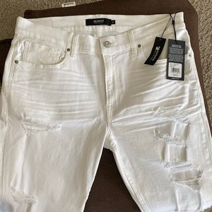 Brand new, never worn, all White distressed jeans
